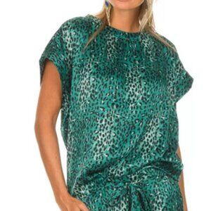 Lollys Laundry Deva Top Animal Print Green Kimono Pullover M